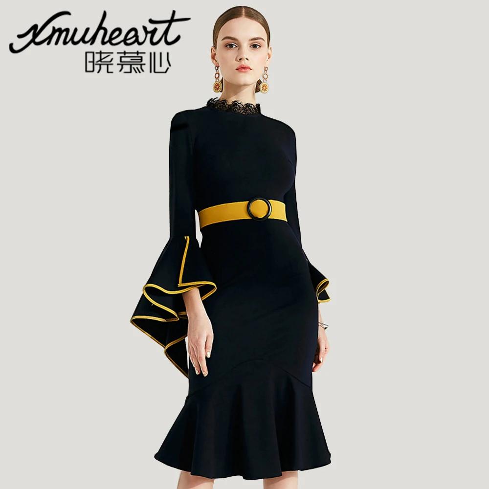 Xmuheart Elegant Dress 2018 Long Sleeve Women Party Dresses Elegant