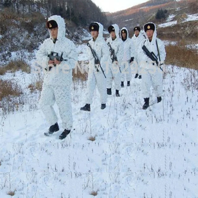 Outdoor Snow Hunting Winter Camouflage Sniper Ghillie Suit White Camo Jacket Pants Clothes