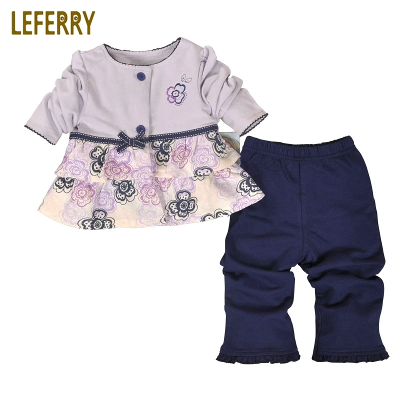 

New Fashion Baby Girls Clothing Set Purple Jackets Navy Trouser Cotton Infant Girls Clothing Toddler Baby Girl Clothes Set Cute