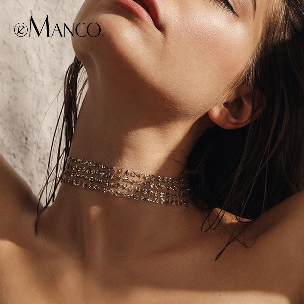 

eManco Multi Layers Choker Necklace Gold Color Women Necklace Fashion Jewelry Sequin Cloth Wholesale Best For Friend 2018