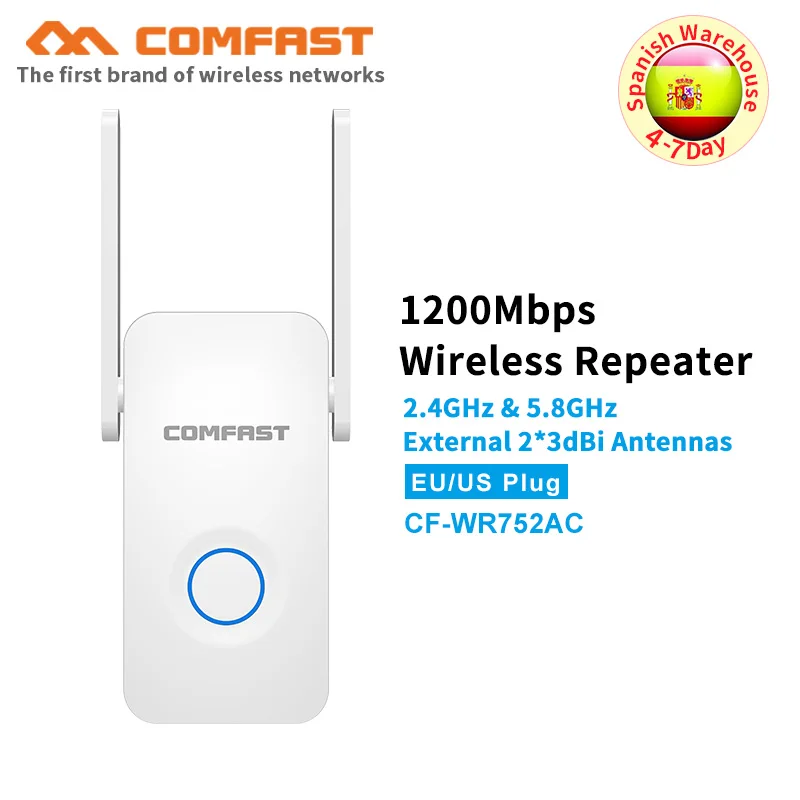 

COMFAST 1200Mbps Wifi Repeater AC Wifi Router 5.8Ghz 867Mbps + 2.4Ghz 300Mbps Access Point Range extender WiFi Signal booster AP