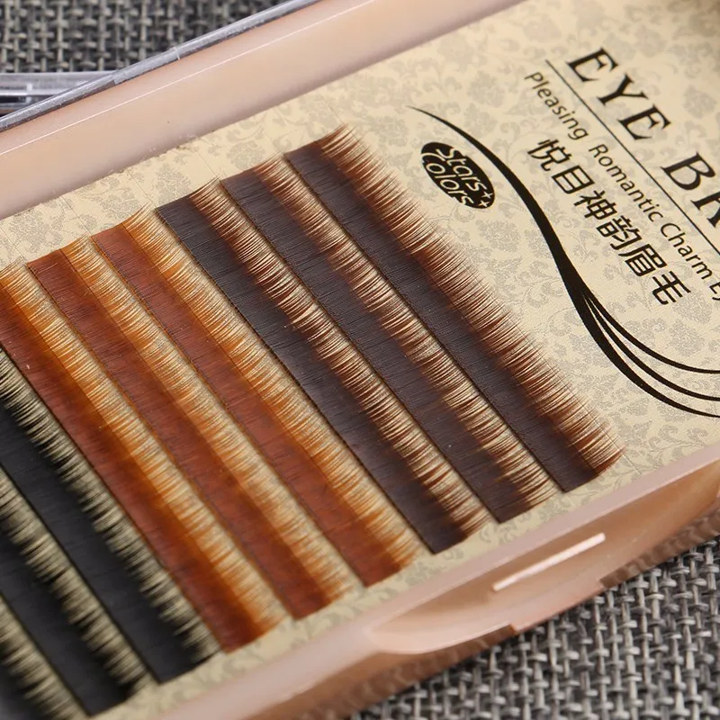 

Professional Individual Imitate Mink False Eyebrow Extensions Natural Permanent Eyebrow 0.10 mm J Curl Mixed Color 4mm