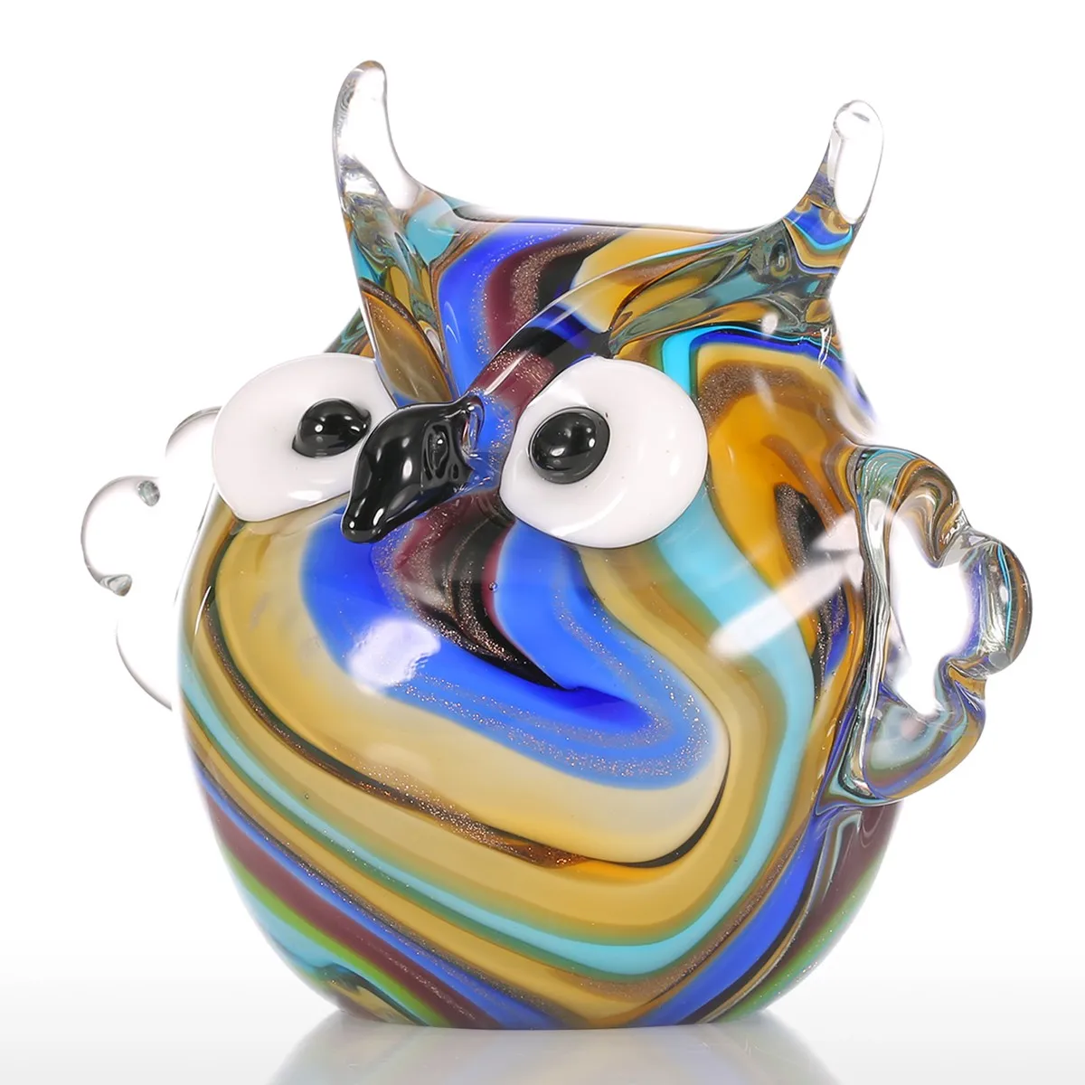 Tooarts Colorful Owl Gift Glass Ornament Animal Figurine Handblown Home