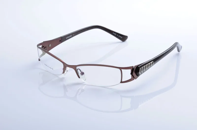 DeDing Модные женские новые дизайнерские высококачественные оправы из нержавеющей стали, металлические оптические очки для близорукости Oculos de GrauDD1092 - Цвет оправы: Brown