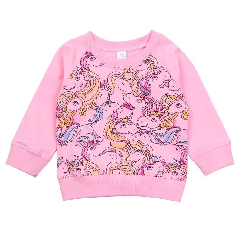 2018 Autumn Spring Fashion Girls Long Sleeve Unicorn font b Hoodies b font Tops Pullover Sweatshirt