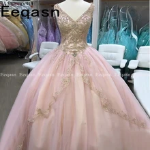 Роскошные пышные платья бальное платье с v-образным вырезом, тюлевые вечерние платья с кристаллами, 16 платьев, Vestido De 15 Anos на заказ