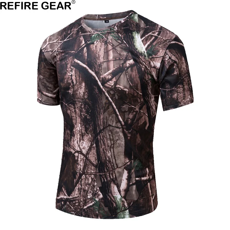 Мужская камуфляжная футболка Refire Gear быстросохнущая дышащая с коротким рукавом