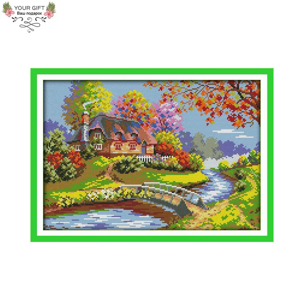 Joy Sunday F696 14CT 11CT Счетный и штампованный домашний декор хижина для рукоделия наборы