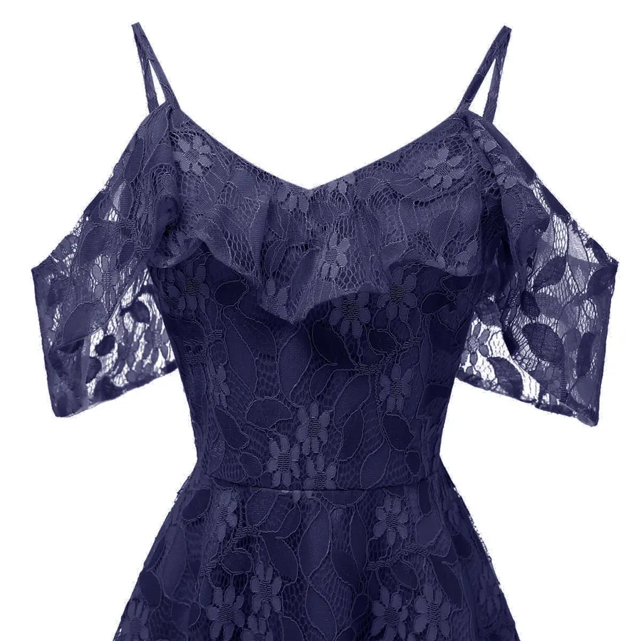 Gladiolus Spaghetti Strap Summer Dress Women Sleeveless V Neck Lace Hollow Sexy Vintage Party Dress 2019 Evening Ladies Dresses (26)