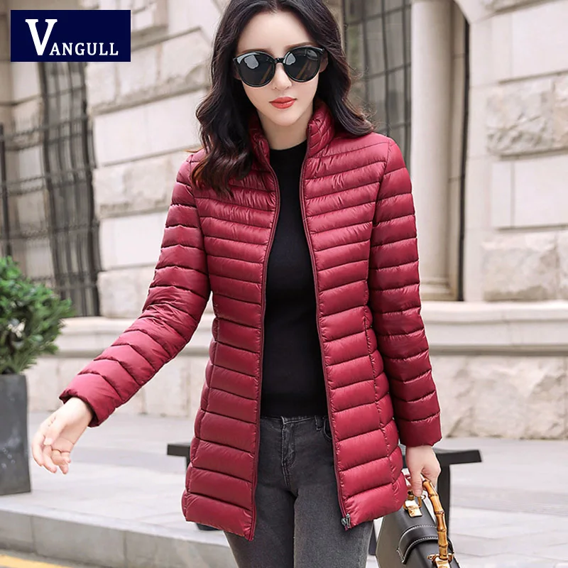 

Vangull Winter Women Warm Basic Jacket Female Slim Brand Cotton Parkas 2019 Autumn New Casual Long Sleeve Zipper Pocket Coat
