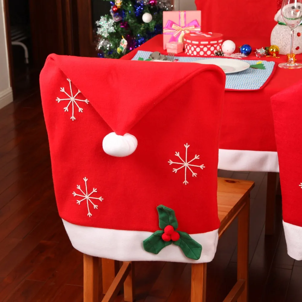 1 Pc Christmas Decoration Non Woven Snowflake Pattern Chair Covers Kitchen Dinner Table Decor