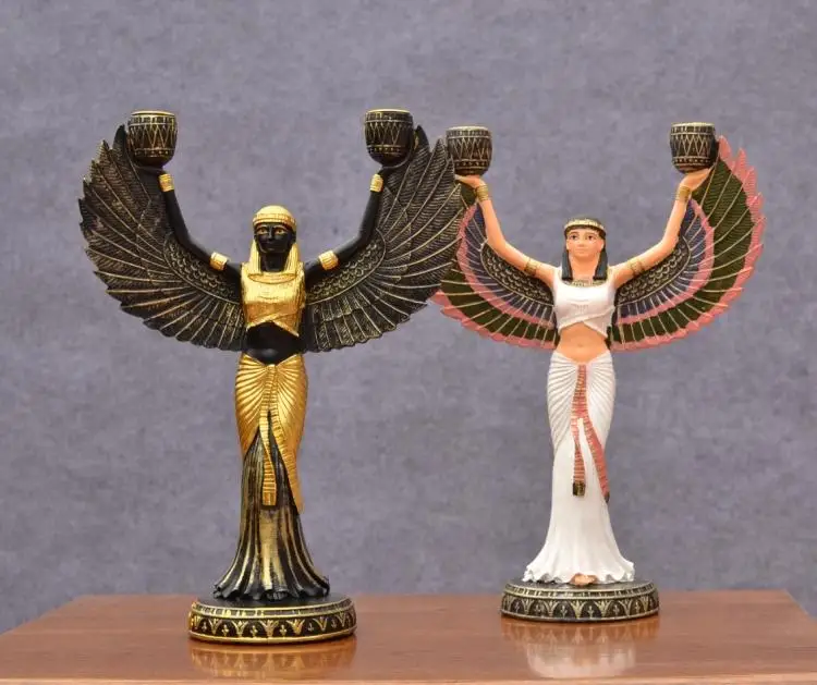 Ручная роспись Золотая Смола Isis Статуэтка Древняя египетская богиня модель классическое украшение смолы статуэтки ремесло винный шкаф статуя