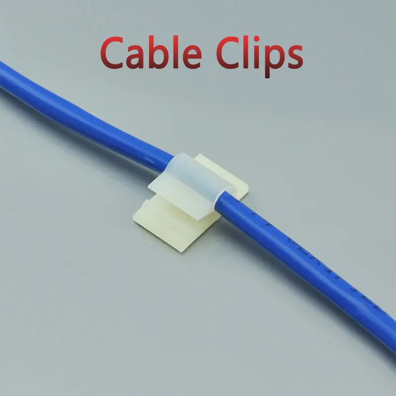 50Pcs Cord Wire Self Adhesive Clamp Organizer Cable Plastic Clips