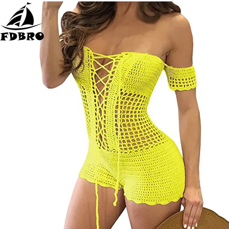 FDBRO костюмы тонкий сексуальный вязаный крючком пляжный женский купальник