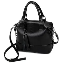 Bolsos Mujer 2016 Boston Fashion Genuine Leather Bags Handbags Women Famous Brands Shoulder Bags Designer Fringe Tassel Tote Bag