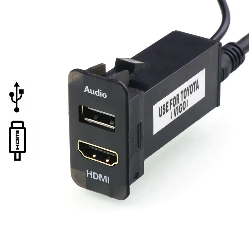 Автомобильный USB аудио вход зарядное устройство с HDMI разъем использовать для TOYOTA Camry Corolla Yaris RAV4 рейз Land Cruiser Coaster Vios Sienna
