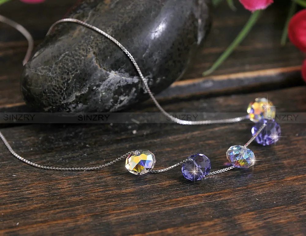 SINZRY ювелирные изделия Горячие импортные с кристаллами ожерелья модные стерлингового серебра 925 ручной работы круглый шар кулон ожерелья для женщин
