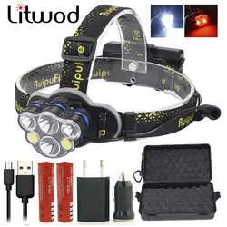 Litwod Z20KC06 6Led фар супер яркий светодиодный налобный фонарь регулируемая передняя фара портативный налобный фонарь для кемпинга