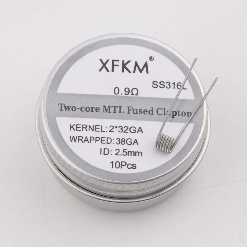 10 шт. Оригинал XFKM Superfine MTL Fused Clapton Prebuilt Coil A1 SS316 Ni80 для MTL Vaper RDA RTA танк-атомайзеры с высоким сопротивлением