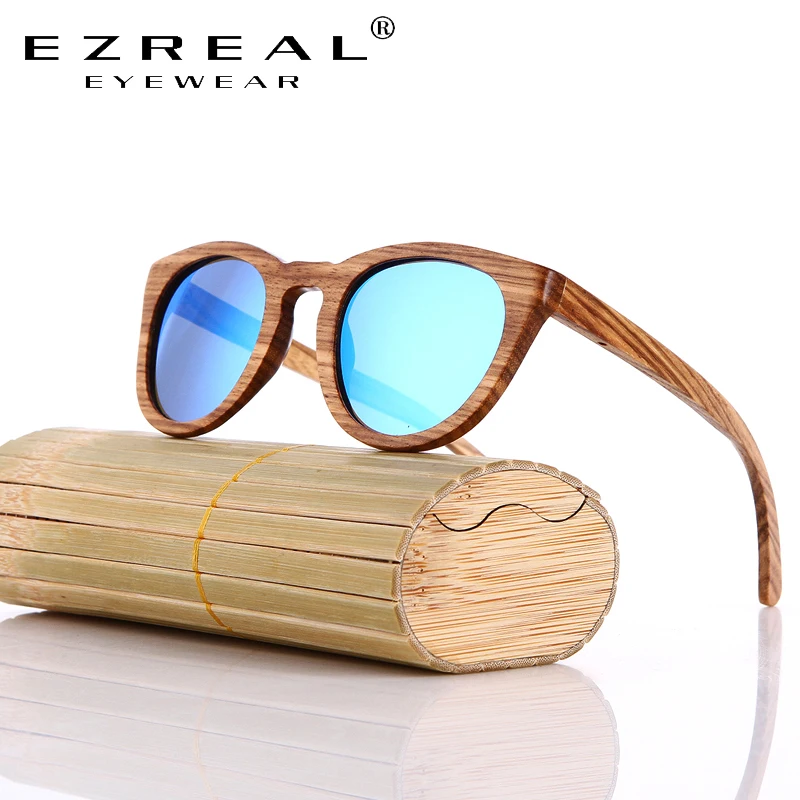 

EZREAL New arrival Wood Sunglasses women square sun glasses bamboo sunglasses for men Mirror eyewear Oculos de sol masculino