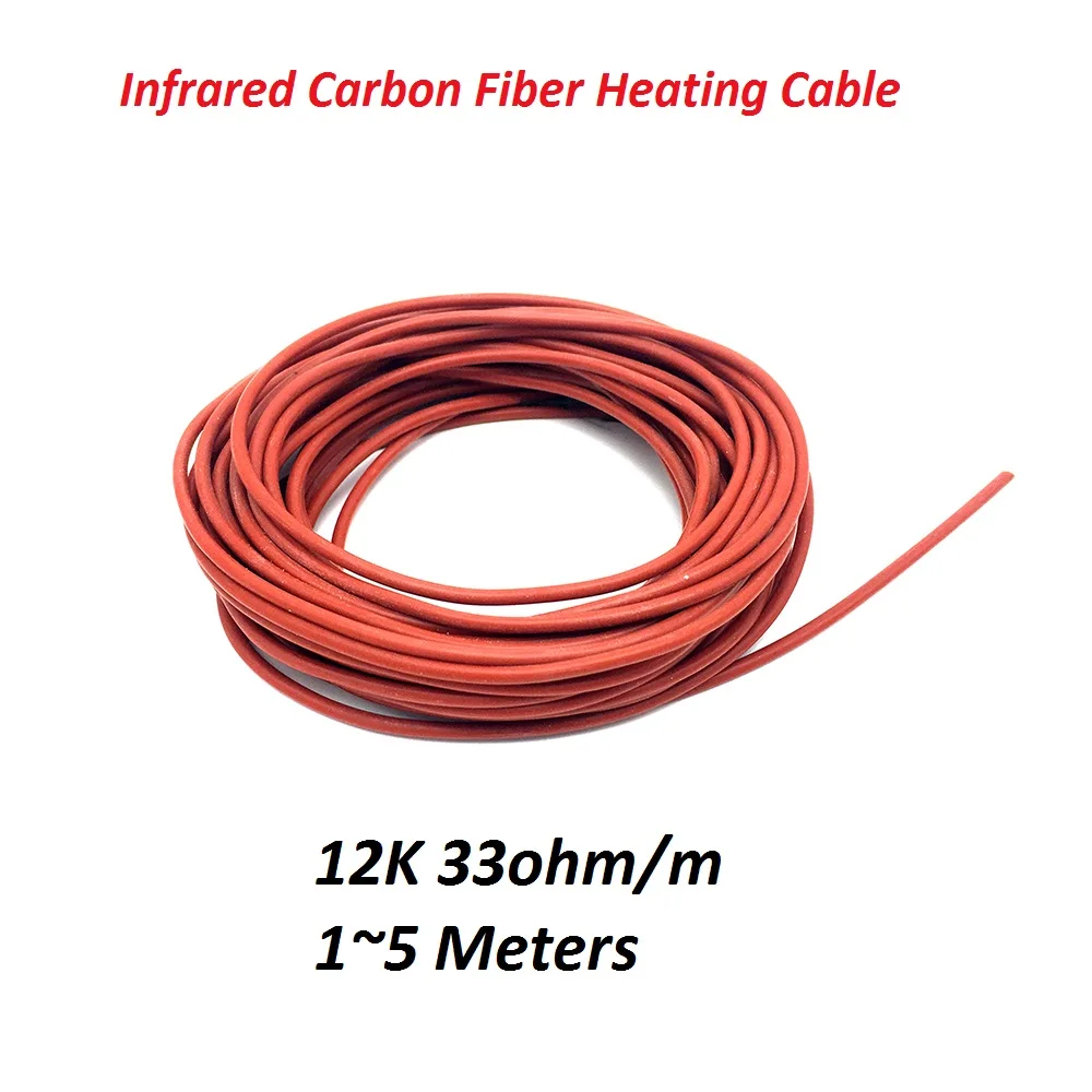 1~ 5 метров 12K 33 Ом/м Электрический нагревательный кабель из углеродного волокна инфракрасный силиконовый резиновый теплый пол провода