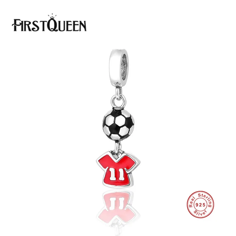 

FirstQueen 925 Sterling Silver Football Suit Sports Charms European Bead Fit Snake Chain Bracelet Bangle DIY Accessories Jewelry