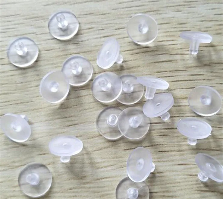 

100pcs/lot 10.4X6.2mm Silicone Transparent Frisbee Ear Plugs Disc Plastic Soft Ear Plugs DIY Jewelry Accessories