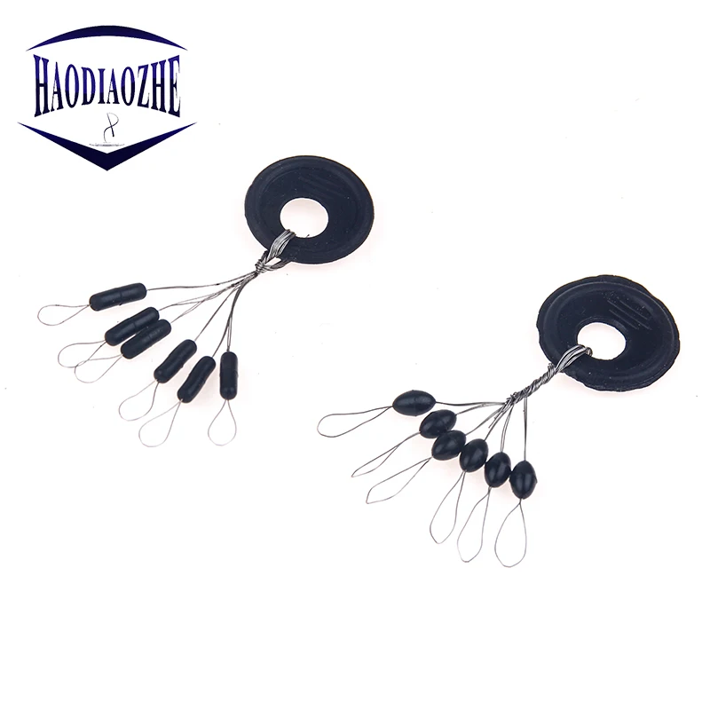 

10 Group 60Pcs Space Beans Floating Set Fishing Bobber Float 6 in 1 Black Rubber Resistance Line Not to Hurt The Line Accessorie