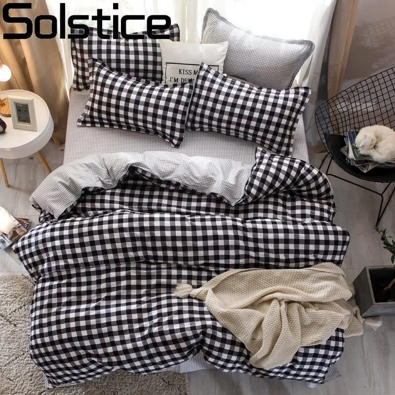 

Solstice Black Small Lattice Style Boy Room Decorating Comforter Bedding Sets Flat Bed Sheet Duvet Cover Pillowcase Suit Bed Set
