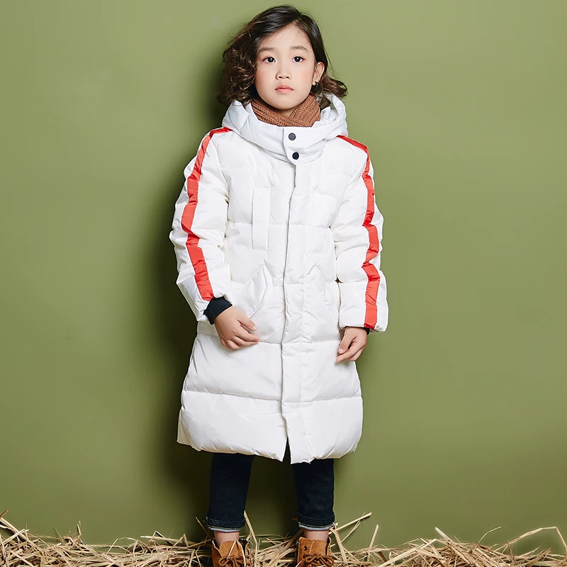 

YH-1810 fashion Winter Girl Medium Long Children Duck Down Jacket Thick Coat Keep Warm Hooded Teenage kids parka Boy Outerwear