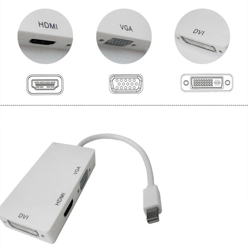 Rankman Thunderbolt Mini Display Port DP Male to HDMI DVI VGA Female Adapter Cable Converter for Apple MacBook Air Pro iMac TV Rankman Thunderbolt Mini Display Port DP Male to HDMI DVI VGA Female Adapter Cable Converter for Apple MacBook Air Pro iMac TV
