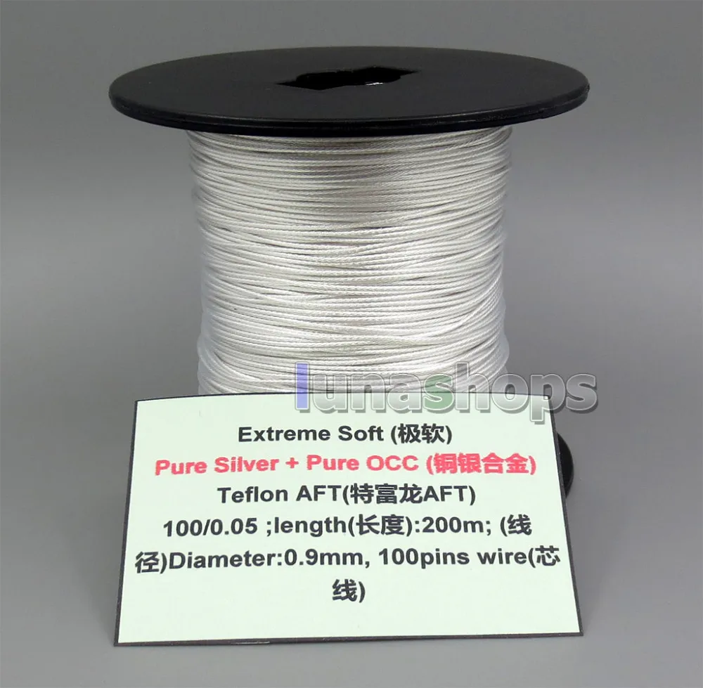 

10m Extreme Soft Pure Silver + OCC Alloy Signal Teflo AFT Earphone Headphone Cable 100*0.05 Dia:0.9mm LN005332