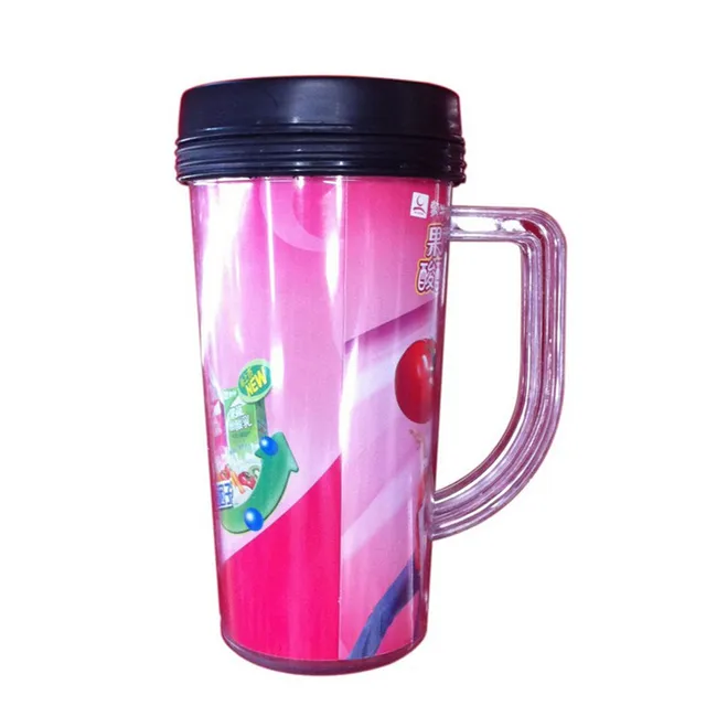 450ml food grade insulated plastic coffee mugs with handle, colorful Travel mugs with paper