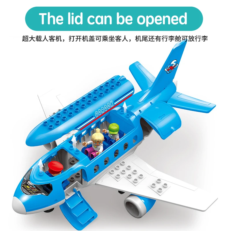 Большой строительный блок duplos кирпич самолет аэропорт пилот обычный авиалайнер совместим с duploes обучающая игрушка для детей подарок