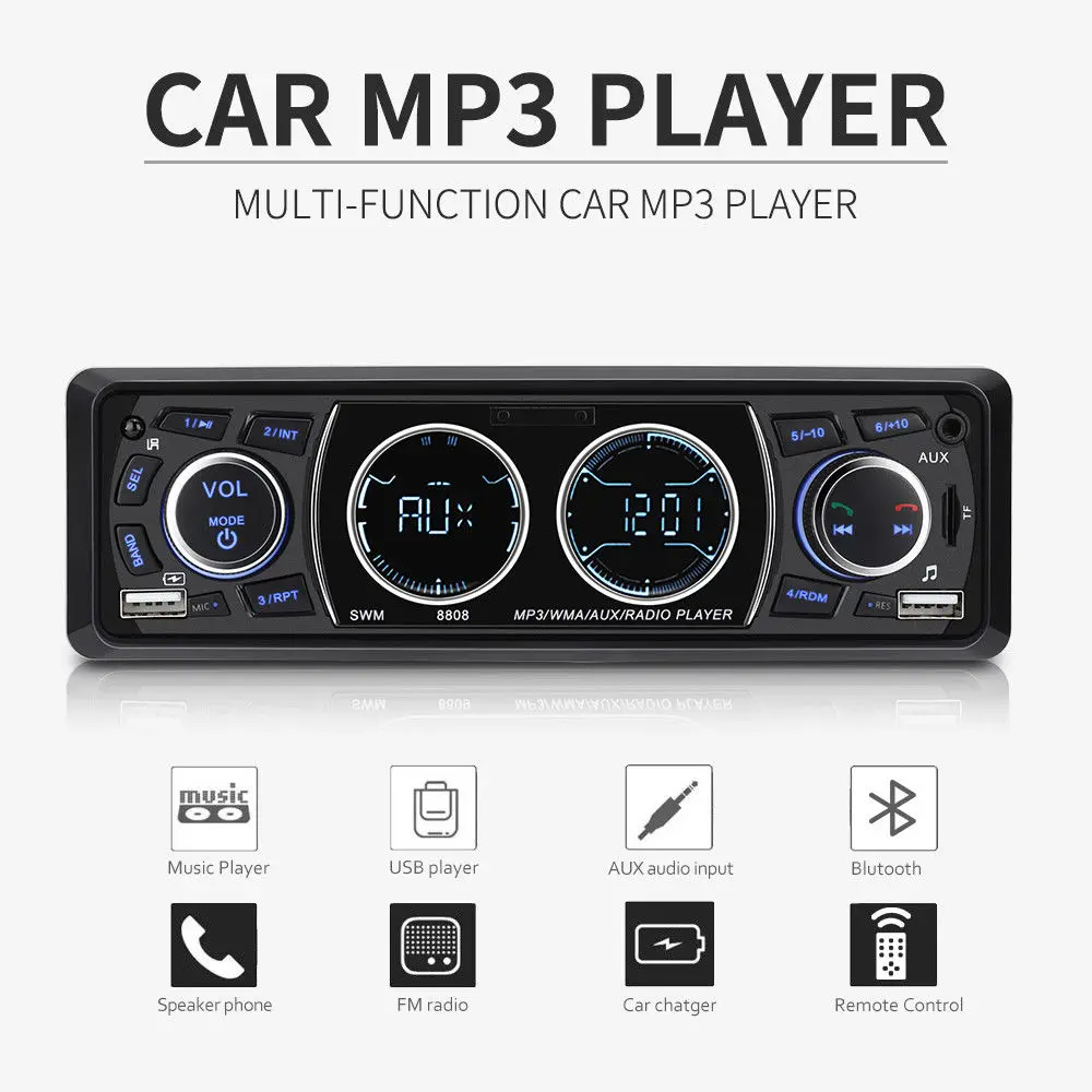 

Remote Control 1 Din Radio Player Stereo Auto Radio Multimedia Player Car Audio Bluetooth FM /AUX Handsfree Call USB SD Car MP3