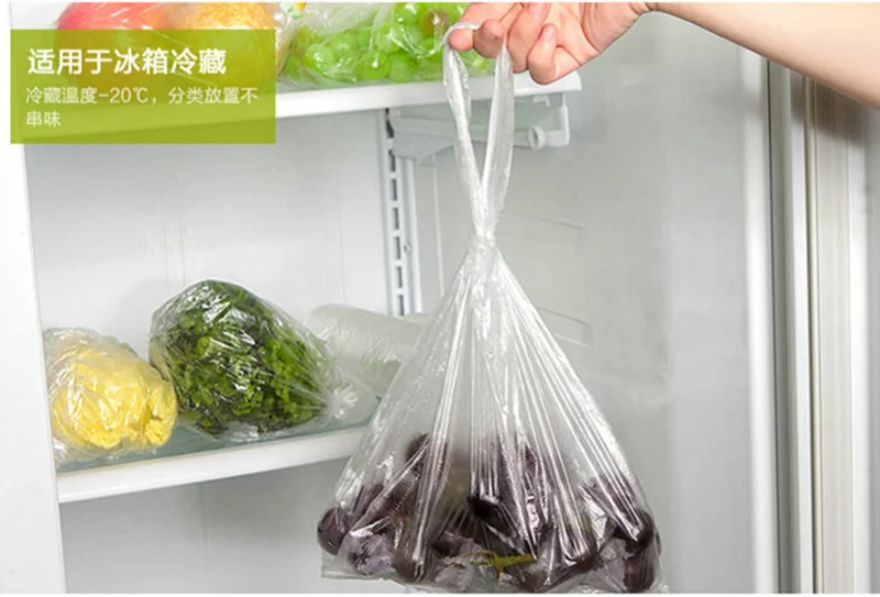 Горячие 100 шт прозрачные рулонные пластиковые пакеты с ручками для хранения еды вакуумное приспособление для хранения еды мешок 3 размера мешки для хранения еды держат свежесть