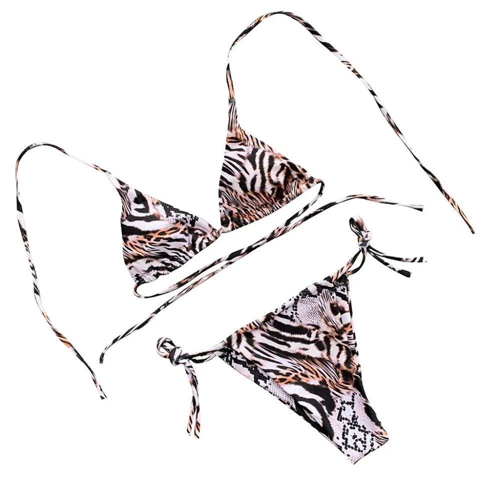 2019 woman summer sexy strap snake pattern bikini set swimsuit push up Brazilian beach swimsuit bikinis e fatos de banho 40J4 (6)