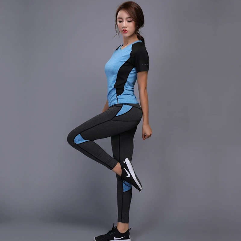 Yoloey, быстросохнущая спортивная одежда, леггинсы для спортзала, женская футболка, костюм, трико для фитнеса, спортивный костюм, набор для бега, йоги, женский спортивный костюм