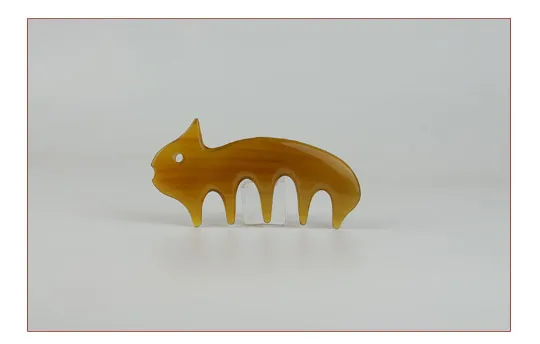 

comb White buffalo horn rabbit shape 5 teeth massage comb meridian health equipment Hairdressing