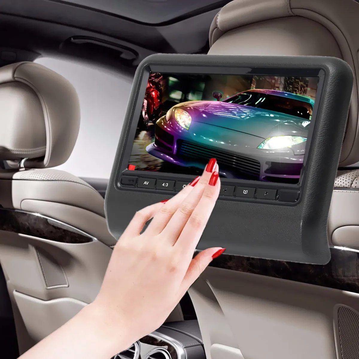 

9 Inch 5W DC 12V Car Headrest Backseat Monitor DVD Video Player Display LCD Screen Mount 2 Way Video Input PAL/NTSC Image Format