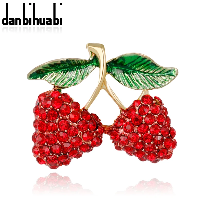 

danbihuabi Strawberry Metal Badges Brooches Rhinestone Enamel pins and brooches for Women Plant Vintage Pin Brooch Female