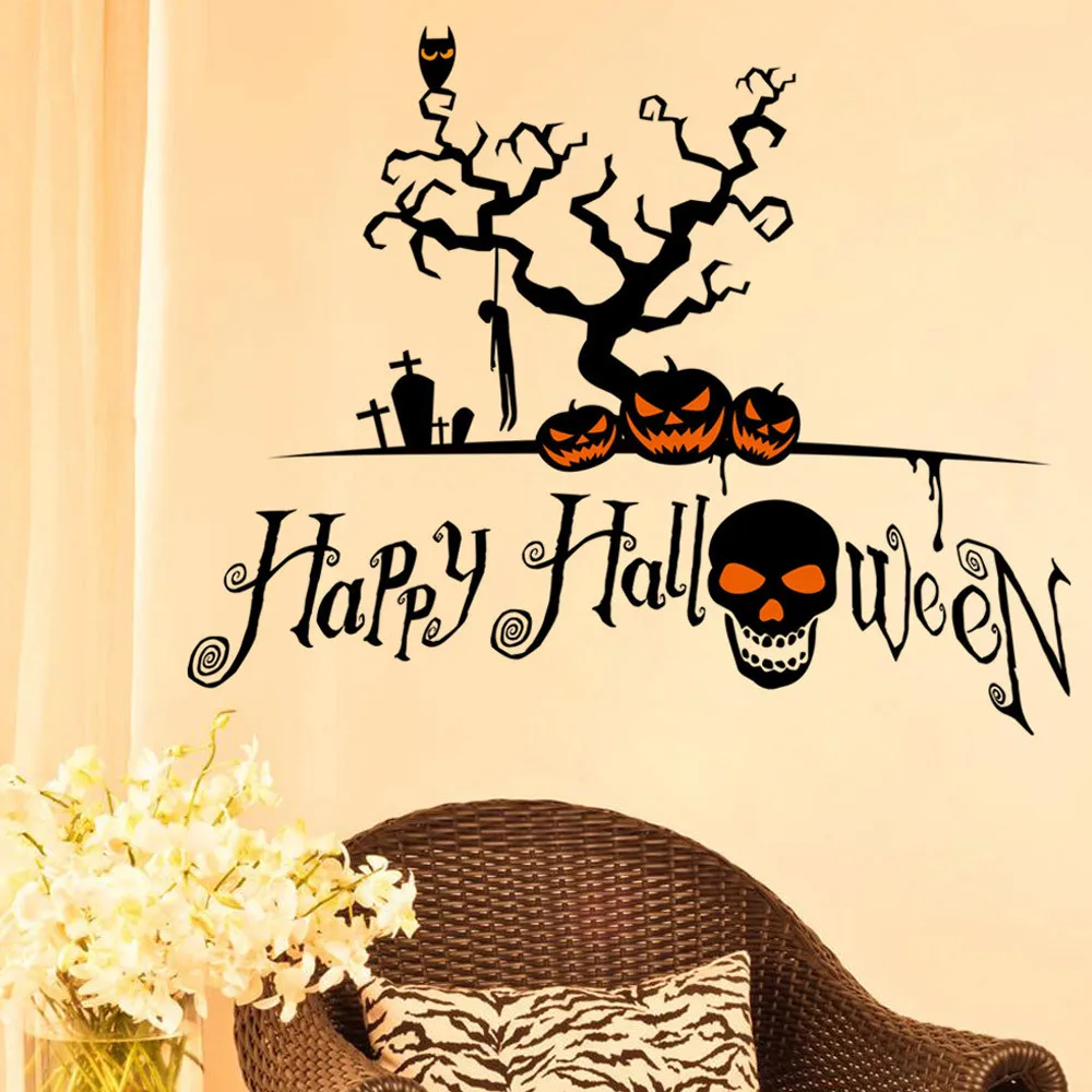 Halloween Decoration Horror House Cartoon Wall Sticker Window Home