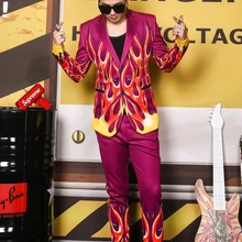 S-XL! Горячее предложение! Распродажа! Осень мужской певец DJ красное пламя ночной клуб гость бар tide мужские блейзеры костюмы куртка формальное платье