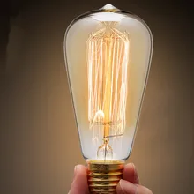 E27 Винтаж электрическая лампочка эдисона лампа накаливания декоративная лампа накаливания осветительные трубы ностальгические лампочки, ручной стержень, для кафе, для Светодиодная настольная лампа и лампа для чтения