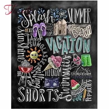 

Touoilp 5D DIY Diamond Painting Needlework Craft Gift Full Square round Summer Chalkboard Embroidery Cross Stitch Kits