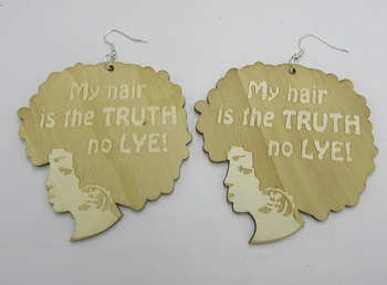

Newest 6cm African Style Afro Girl Wood Earrings