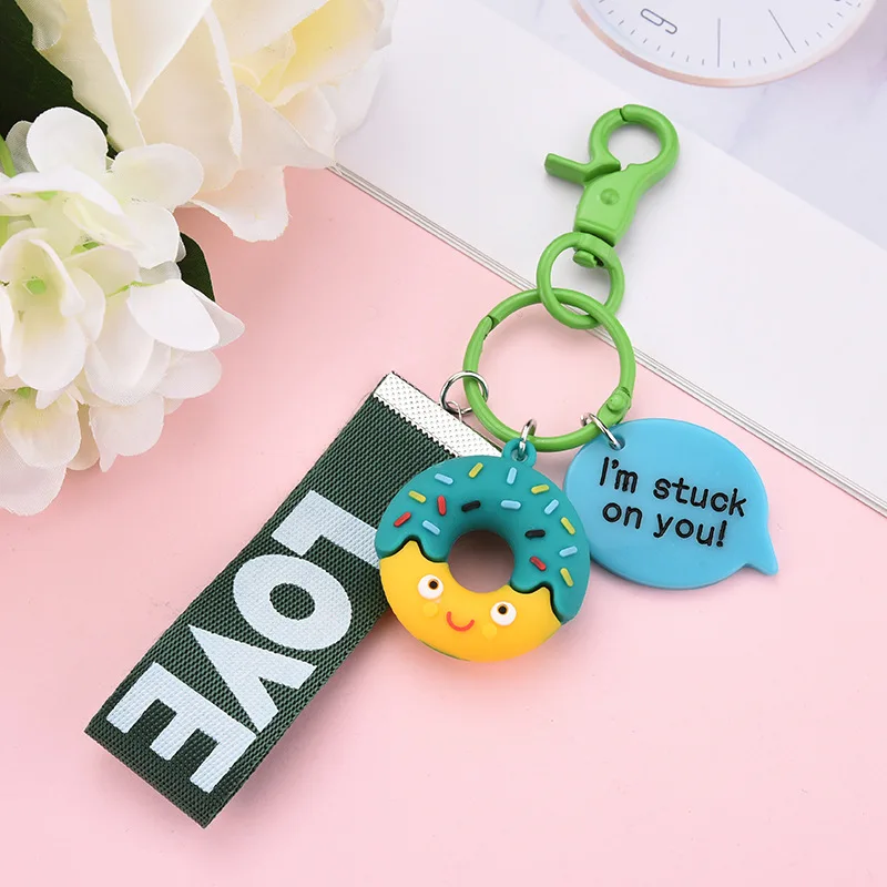 1PS Resin Mini Cute Key Chain Kawaii Bag Chain Straps Donut Cake Keychain For Girl Gifts Love Pendant Bag Charm Key Ring - Цвет: keychain 3