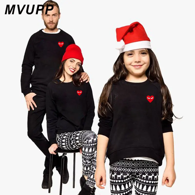 

big eyes heart outfits dress dad clothing hoody for family matching clothe mother daughter father son look mom mommy and me baby