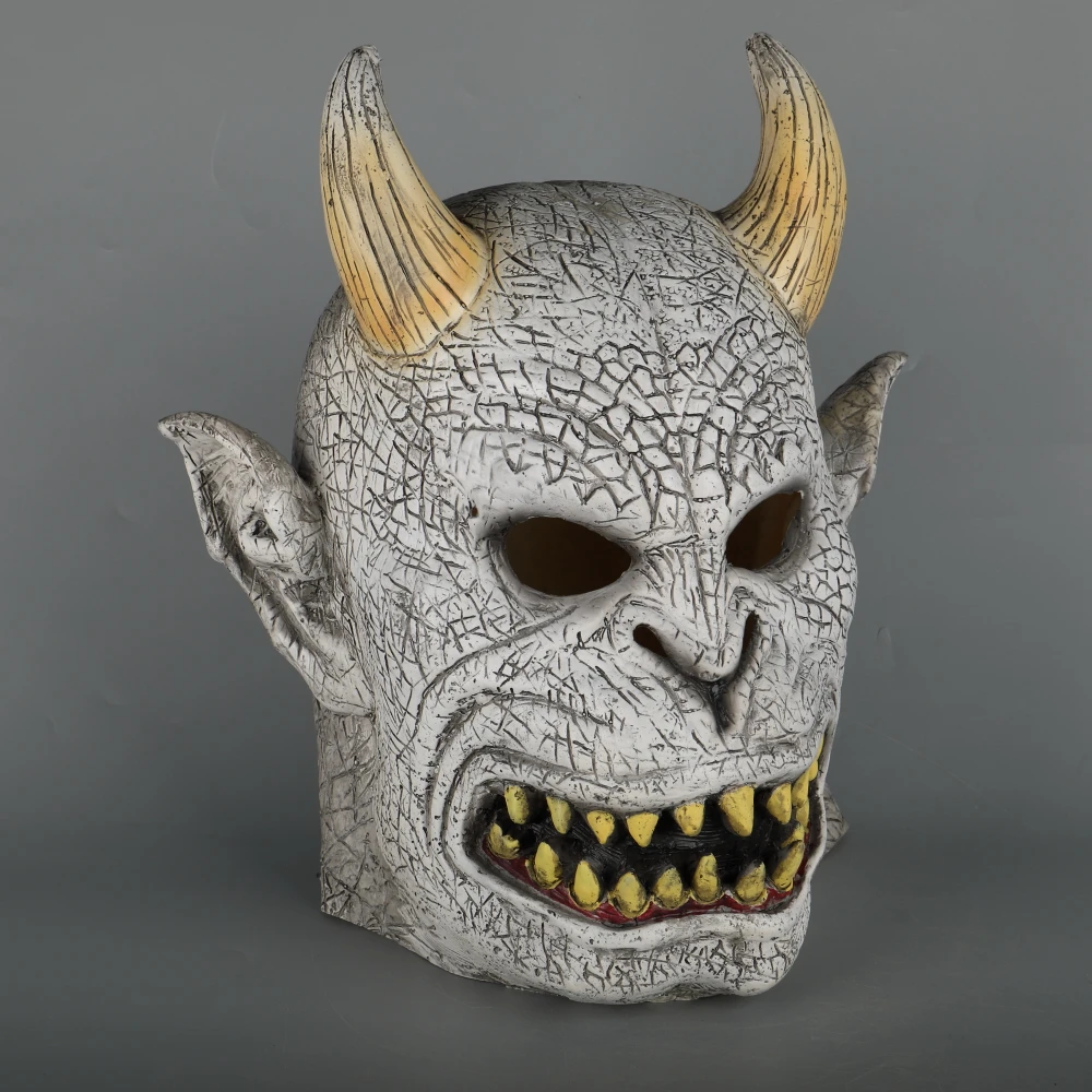 Scary Demon Devil Horror Halloween Latex Mask With Horn Cosplay Prop Masquerade Mask Adult (14)