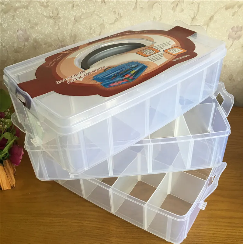 

30 Grids Clear Plastic Storage Box For Toys Rings Jewelry Display Organizer Makeup Case Craft Holder Container porta joias